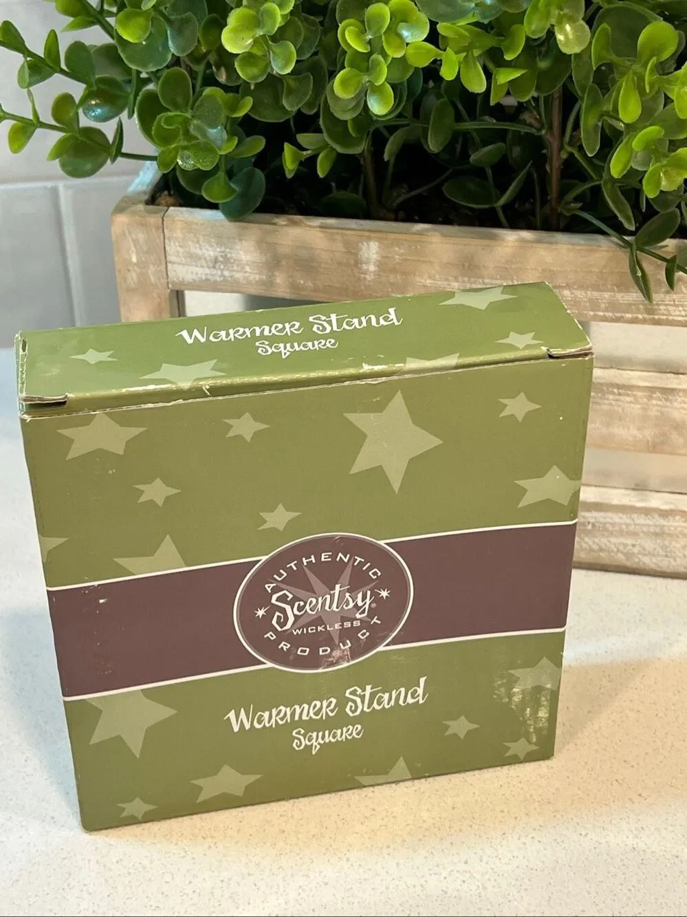 Scentsy Authentic Warmer Stand Square Brown Metal Rustic Country Pedestal NIB